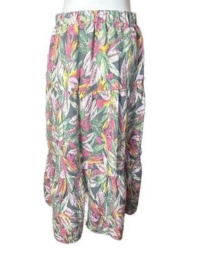 Metrowear Vintage Floral Tiered Tropical Print Maxi Skirt Size Large